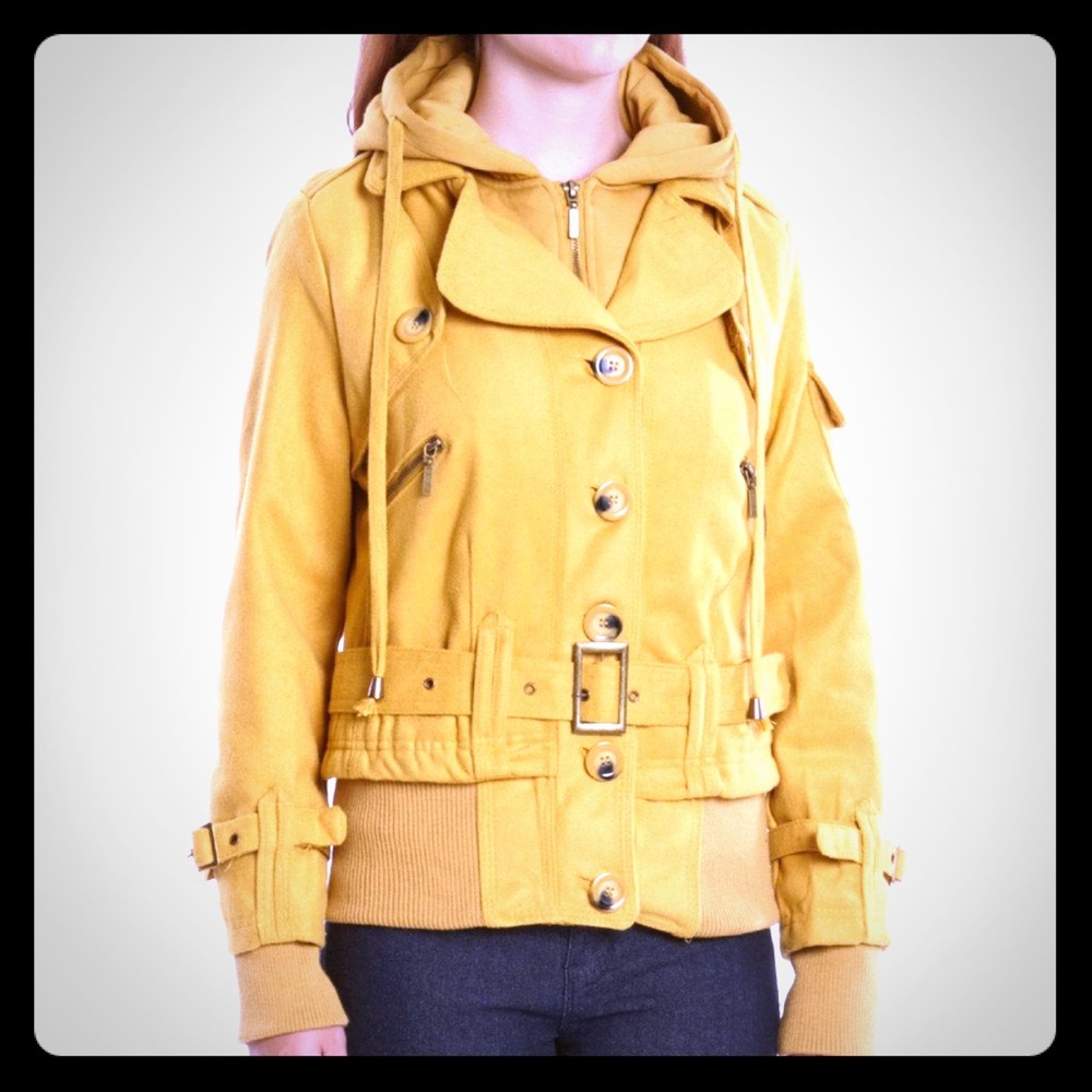 NWT Mustard Layered Button-up wool blend coat🔥🔥